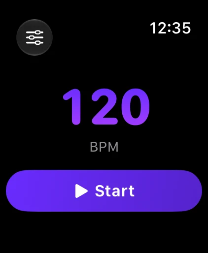 MagicBPM on Apple Watch showing 120 BPM with a Start button